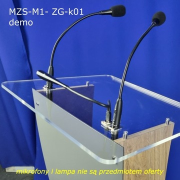 Mównica ze sklejki i plexi + gniazda XLR i USB, laminowana na jasne drewno