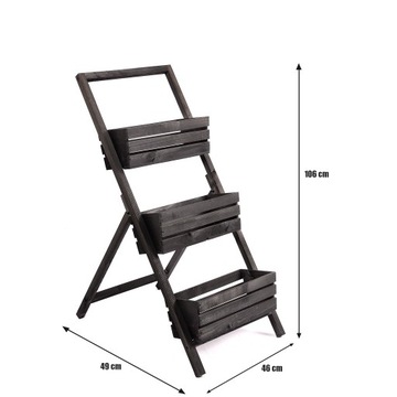 ДЕРЕВЯННАЯ ПОДСТАВКА ДЛЯ ЦВЕТОВ, КАСКАДНАЯ, ЧЕРНАЯ, МНОГОЯРУСНАЯ ПОДСТАВКА ДЛЯ ЦВЕТОВ