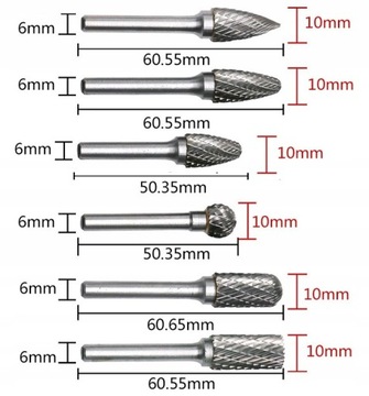 ХВОСТОВИКИ ПО МЕТАЛЛУ, 6 ШТ, КАРБИД ВОЛЬФРАМА