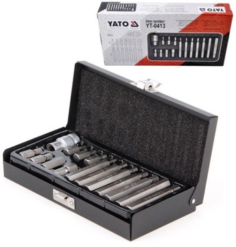 YATO KOMPLET KLUCZY IMBUSOWYCH BITY KOŃCÓWEK WKRĘTAKOWYCH 15SZT HEX YT-0413