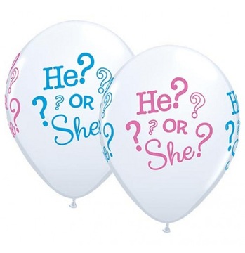 BIAŁY BALON HE OR SHE? BOY GIRL BABY SHOWER 1SZT
