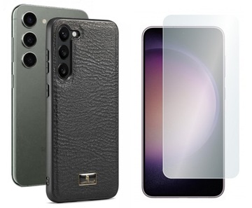 Etui skórzane do Samsung Galaxy S23 Plus +SZKŁO Case Pokrowiec