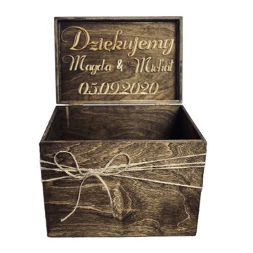 DREWNIANE PUDEŁKO NA KOPERTY RUSTYKALNE BRĄZOWE