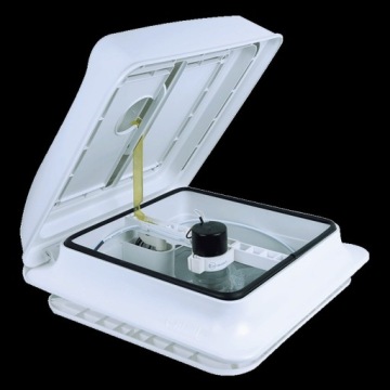 Мансардное окно для кемпера Fiamma TURBO Vent 12V с вентилятором 28x28 F белое переднее