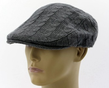 Kaszkiet męski Linea Uomo Czapka M/L 57/58cm beret Szary Ciepły