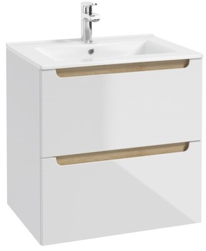 BIAŁA Szafka z UMYWALKĄ 60 cm SZUFLADA x2 Połysk