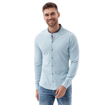 Pánska košeľa s dlhým rukávom K542 modrá L