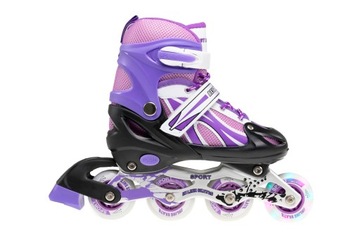 РОЛИКОВЫЕ КОНЬКИ РЕГУЛИРУЕМЫЕ КОНЬКИ ФИОЛЕТОВЫЙ ФИОЛЕТОВЫЙ КОЛЕСО СВЕТОДИОДНЫЕ КОЛЕСА 30-33