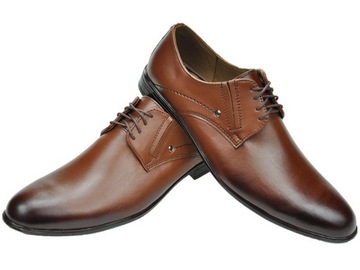 КОЖАНЫЕ ТУФЛИ МУЖСКИЕ ФОРМАЛЬНЫЕ 190 КОРИЧНЕВЫЕ 42