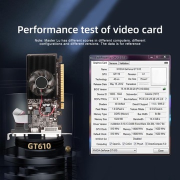Компактная игровая видеокарта GT610 с 64-битной памятью DDR3