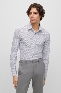 Hugo Boss pánska košeľa biela so slim fit vzormi Kenno veľ. XL