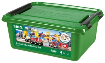 BRIO Drewniany Zestaw Kolejka Cargo Tory Baterie 33097