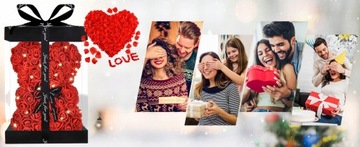 МИШКА С РОЗАМИ БОЛЬШОЙ ПОДАРОК ​​НА ЖЕНСКИЙ ДЕНЬ РОЗА РУЧНОЙ РАБОТЫ ВЕЧНАЯ РОЗА ЦВЕТОЧНАЯ КОРОБКА