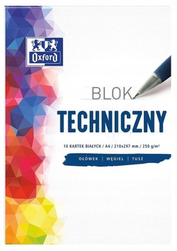 BLOK TECHNICZNY OXFORD A4 10K 250G BIAŁY