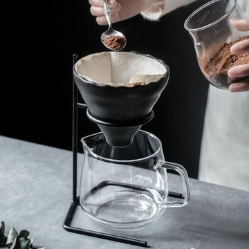 Wlać filtr do kawy Kroplownik do kawy Ceramiczny zaparzacz stożkowy w kolorze czarnym B