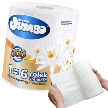 Ręcznik papierowy JUMBO kuchenny słonik 300 listków biały chłonny