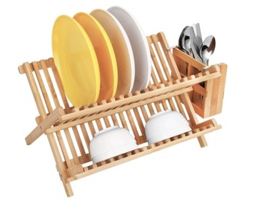Сушилка для посуды складная, бамбук, 42х35х38 см.