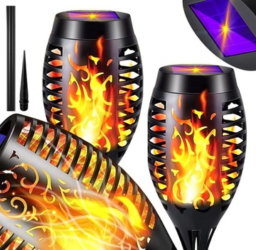 LAMPA SOLARNA LED POCHODNIA EFEKT PŁOMIEŃ OGIEŃ x2