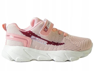 Buty dziewczęce lekkie oddychające rzep różowe 30