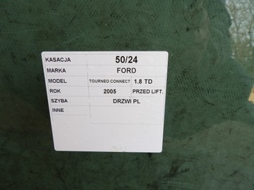 FORD TOURNEO CONNECT MK1 SKLO (OKNO) DVEŘE PŘEDNÍ LEVÉ