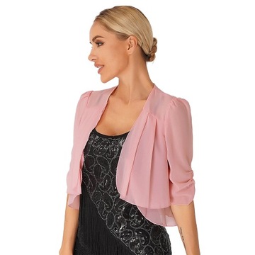 Womens Elegant Ruffle Bolero Shrug Jacket Half Sle