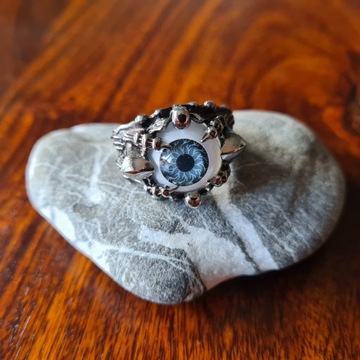 СЕРЕБРЯНОЕ КОЛЬЦО С ПЕЧАТКОЙ ГЛАЗ ПРОРОКА ЗЛОГО ГЛАЗА R22