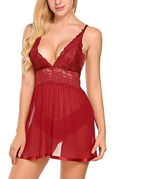 KOSZULKA NOCNA KORONKOWA STRINGI GRATIS S/M (K166)