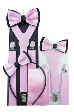 Szelki i mucha męskie WZORY DO WYBORU! PUDROWY RÓŻOWE