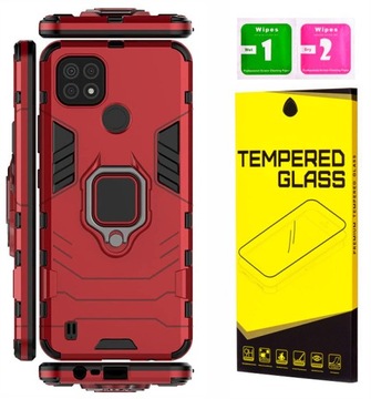 ETUI PANCERNE RING CASE OBUDOWA PLECKI + SZKŁO 9H do Realme C21Y / C25Y