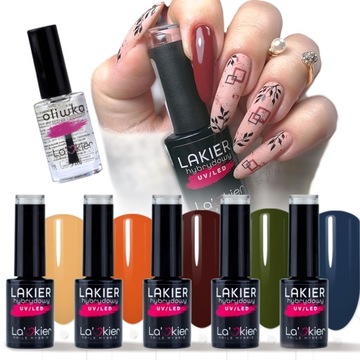 Zestaw 5x lakier hybrydowy La'kier OLIWKA GRATIS