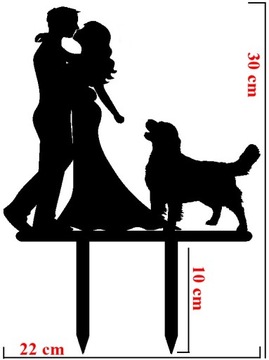 ТОПЕР ДЛЯ ТОРТА Жених, невеста и собака золотистый ретривер