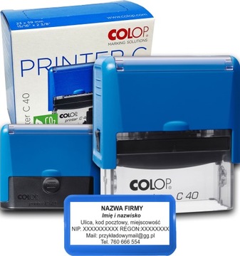 PIECZĄTKA COLOP C40 DO 8 LINII FIRMOWA IMIENNA BIUROWA PROJEKT + GUMKA