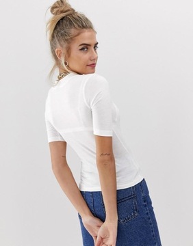 COLLUSION БЕЛЫЙ ПРИТЯЖЕННЫЙ ТОП С ВОРОТНИКОМ СТОЙКА 36 AS8