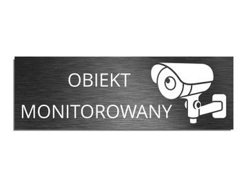 Tabliczka Obiekt monitorowany kamera monitoring samoprzylepna 8x24cm