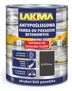 LAKMA AKRYBET B30 Farba do Betonu Posadzki Akrylowa Mocna Mat Grafitowa 1L
