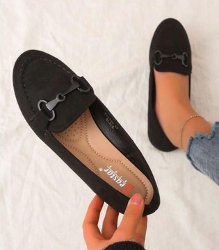 CZARNE MOKASYNY LOAFERSY PANTOFLE 38