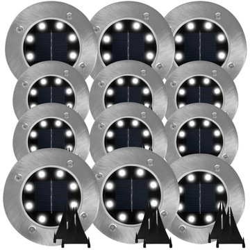 LAMPA SOLARNA OGRODOWA GRUNTOWE LAMPKI LED DYSK 12