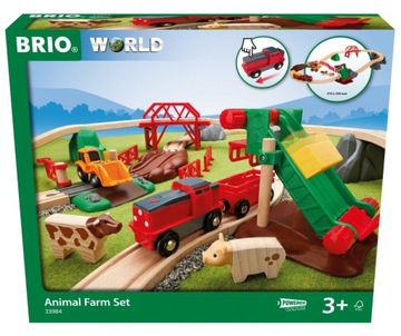 KOLEJKA BRIO 33984 WORLD DREWNIANA FARMA KOPARKA FIGURKI STACJA ZAŁADUNKOWA