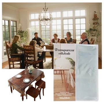 OBRUS CERATA PLAMOODPORNA PRZEZROCZYSTA TRANSPARENTNA OCHRONNA NA STÓŁ