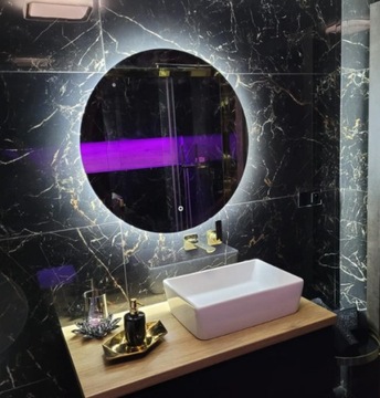 КРУГЛОЕ ЗЕРКАЛО 80, СЕНСОРНЫЙ ПЕРЕКЛЮЧАТЕЛЬ СО СВЕТОДИОДНОЙ ПОДСВЕТКОЙ