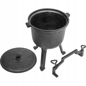 Казан чугунный, Венгерский ОХОТНИЧИЙ ГОРШОК, ВЫПЕЧКА, для костра ГРИЛЬ - 8л