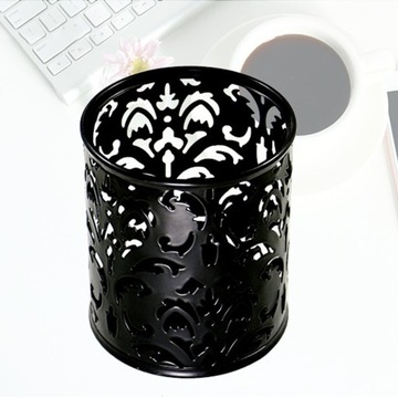 2 SZT. METALOWY POJEMNIK NA DŁUGOPISY POJEMNIK ORGANIZATOR W POJEMNIKU (CZARNY)