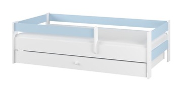 Łóżko dziecięce SIMPLE BABY BOO 180x80 + SZUFLADA BIAŁY GŁADKI + NIEBIESKI