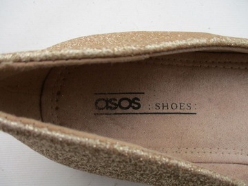 39,5 ASOS SHOES ZŁOTE BALERINKI DAMSKIE BROKATOWE