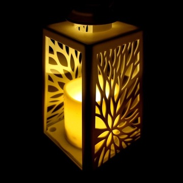 АЖУРНЫЙ ФОНАРЬ СО СВЕЧОЙ СВЕТОДИОДНОЙ, БЕЛАЯ НА АККУМУЛЯТОРНОЙ ВСТАВКЕ