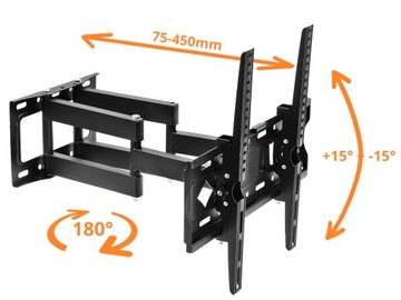 КРЕПЛЕНИЕ ДЛЯ ТВ 26–65 ДЮЙМОВ, поворотное, EXTRA STRONG, крючок для вешалки для телевизора