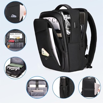 Trzykomorowy pojemny plecak FRN 7619 na laptopa 15,6 z USB podróżny