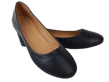 BALERINY DAMSKIE EKO SKÓRA CZARNE DUŻE ROZMIARY BALERINKI BUTY WYGODNE 42