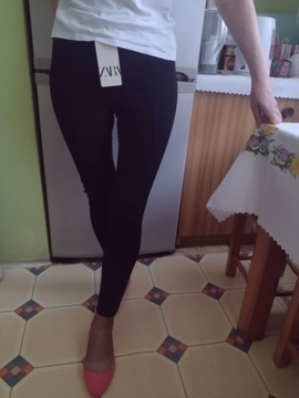 (36/S) ZARA/Czarne legginsy, spodnie, rurki