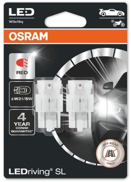 Osram żarówka W21W/5W Led Premium RED Czerwona